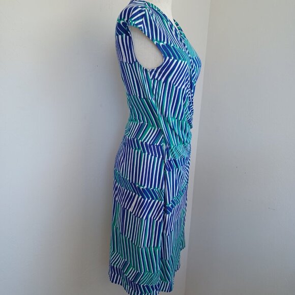 Tommy Bahama Wrap Dress Surplice Style Colorful Geometric Stripe Womens Small - Picture 9 of 12